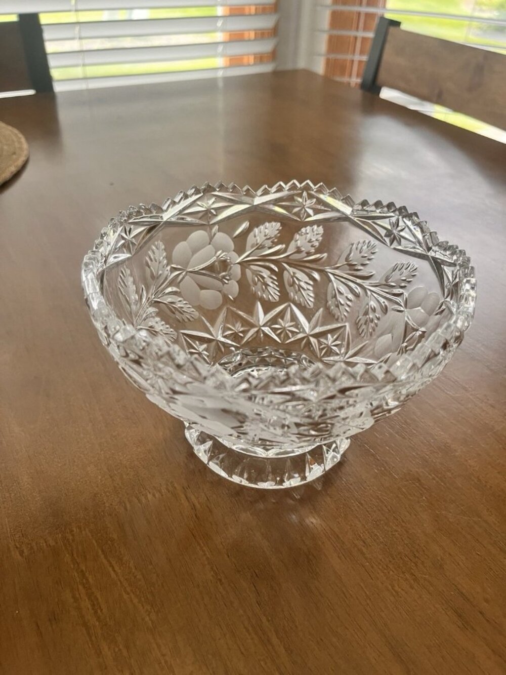 Fairfield Imperial Rose Lead Crystal Pressed Etched Bowl 6”